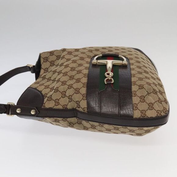 Gucci Horsebit Beige Canvas Shoulder Bag (Pre-Owned) - Picture 12 of 16